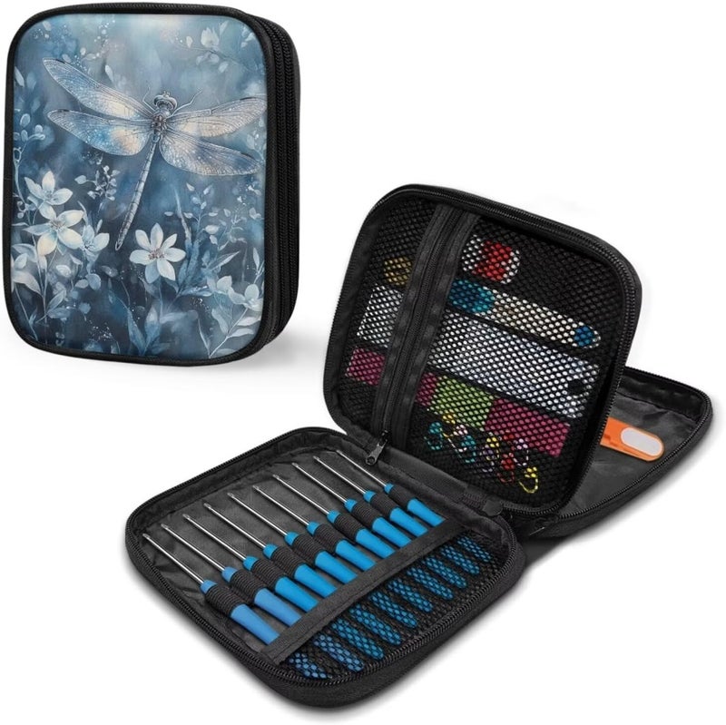 Vanideaoty Store Dragonfly Crochet Hook Case Portable Floral Crochet Storage without Hooks and Accessories Organizer for Knitting Needles Supplies - Image 5